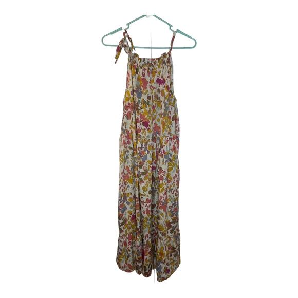 World Market Sleeveless Tie-Neck Flowing Maxi Floral Dress Size S/M - Picture 4 of 5